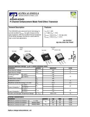 AOI409 Datasheet PDF Alpha and Omega Semiconductor