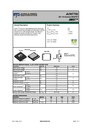 AON7700 Datasheet PDF Alpha and Omega Semiconductor