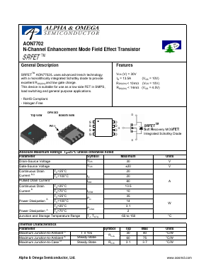 AON7702L Datasheet PDF Alpha and Omega Semiconductor