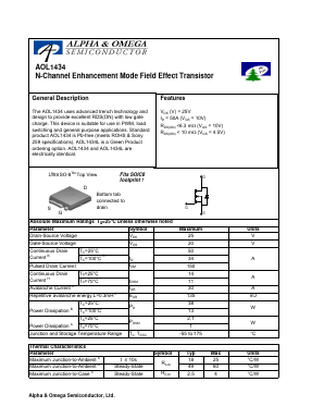 AOL1434L Datasheet PDF Alpha and Omega Semiconductor