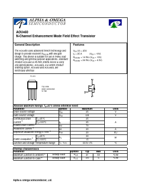 AOU460L Datasheet PDF Alpha and Omega Semiconductor