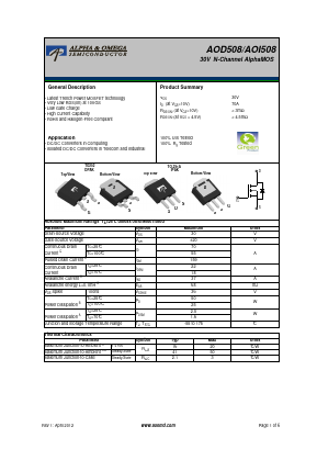AOI508 Datasheet PDF Alpha and Omega Semiconductor