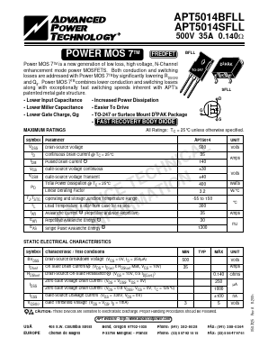 APT5014SFLL Datasheet PDF Advanced Power Technology 