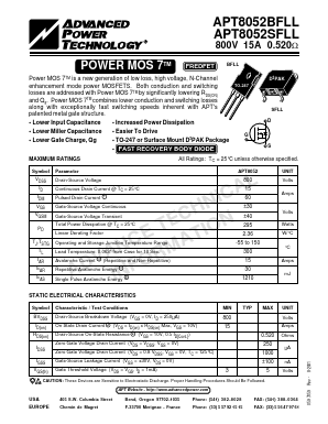 APT8052BFLL Datasheet PDF Advanced Power Technology 