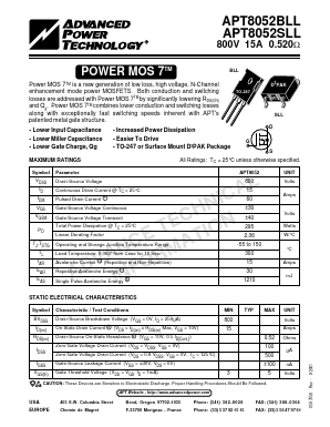APT8052SLL Datasheet PDF Advanced Power Technology 