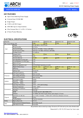 AQS75O-24S Datasheet PDF ARCH Electronics
