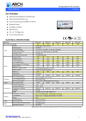 PWB-5000 Datasheet PDF ARCH Electronics