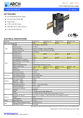 AQS75D-12S Datasheet PDF ARCH Electronics