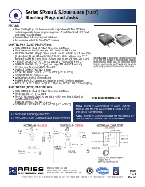 LJ-40-10 Datasheet PDF Aries Electronics, Inc.
