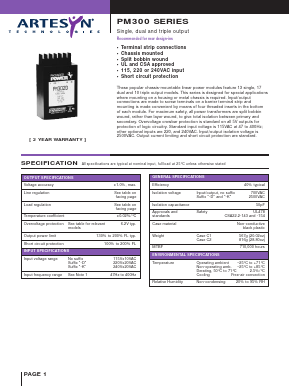 PM300 Datasheet PDF Artesyn Technologies