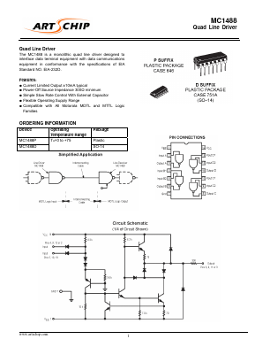 MC1488P Datasheet PDF ARTSCHIP ELECTRONICS CO.,LMITED.