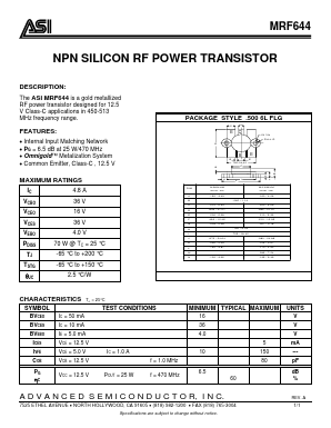 MRF644 Datasheet PDF Advanced Semiconductor