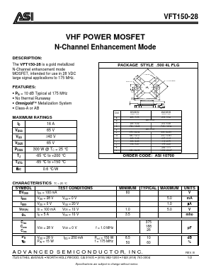 VFT150-28 Datasheet PDF Advanced Semiconductor