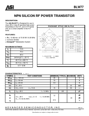 BLW77 Datasheet PDF Advanced Semiconductor