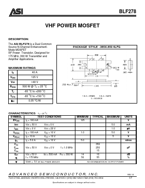 BLF278 Datasheet PDF Advanced Semiconductor