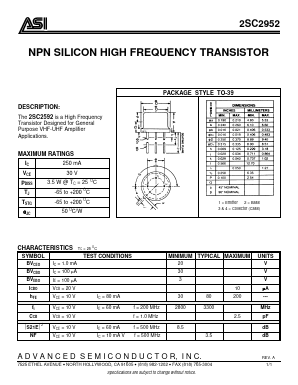 2SC2952 Datasheet PDF Advanced Semiconductor