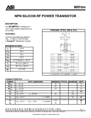 MRF654 Datasheet PDF Advanced Semiconductor