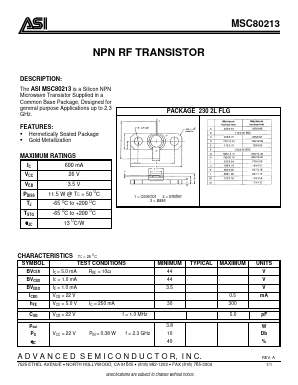 MSC80213 Datasheet PDF Advanced Semiconductor