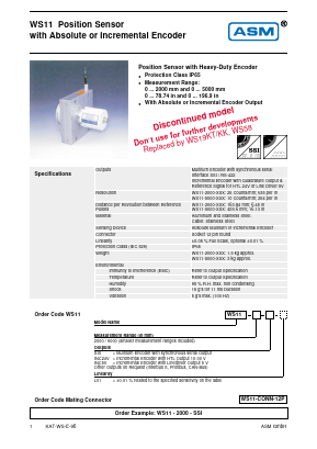 WS11-5000-SSI-L01 Datasheet PDF ASM GmbH