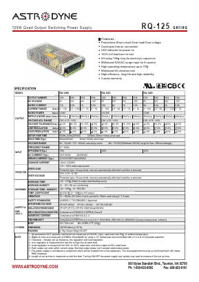 RQ-125B Datasheet PDF Astrodyne Corporation