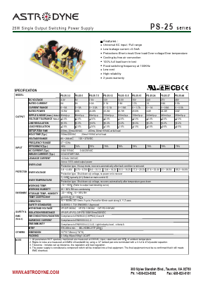 PS-25-5 Datasheet PDF Astrodyne Corporation