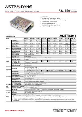 AS150-48 Datasheet PDF Astrodyne Corporation