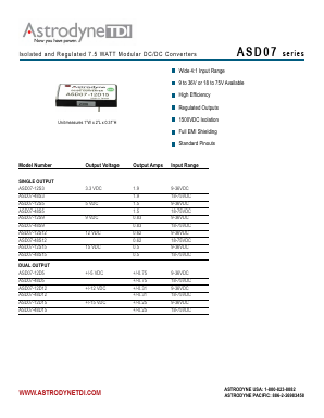 ASD07-12D5 Datasheet PDF Astrodyne Corporation