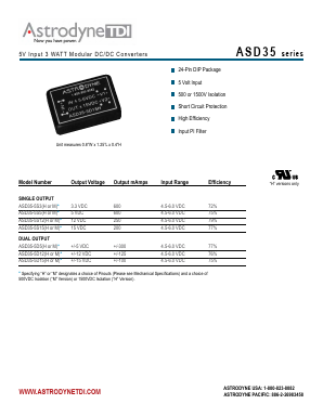 ASD35-5D5H Datasheet PDF Astrodyne Corporation
