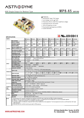 MPS-65-15 Datasheet PDF Astrodyne Corporation