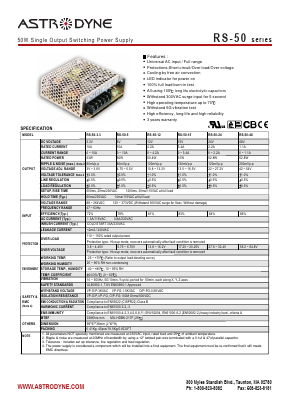 RS-50-3.3 Datasheet PDF Astrodyne Corporation