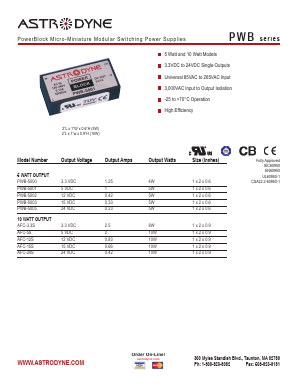 PWB-5000 Datasheet PDF Astrodyne Corporation