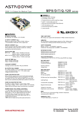 MPT-120B Datasheet PDF Astrodyne Corporation