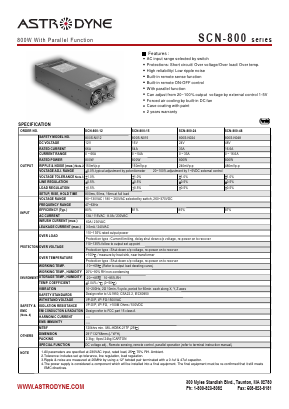 800S-N015 Datasheet PDF Astrodyne Corporation