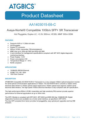 AA1403015-E6-C Datasheet PDF ATGBICS by Approved Technology