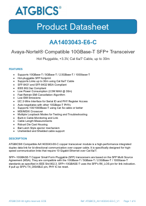 AA1403043-E6-C Datasheet PDF ATGBICS by Approved Technology