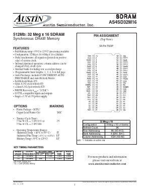 AS4SD32M16 Datasheet PDF Austin Semiconductor