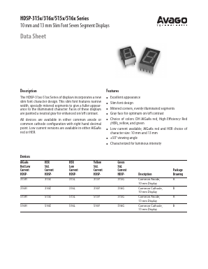 HDSP-315Y Datasheet PDF Avago Technologies