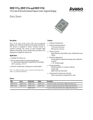 HDSP-513E-00000 Datasheet PDF Avago Technologies