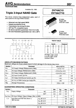 DV74ACT10D Datasheet PDF AVG Semiconductors=>HITEK