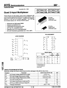DV74ACT157 Datasheet PDF AVG Semiconductors=>HITEK