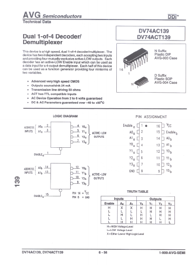 DV74AC139 Datasheet PDF AVG Semiconductors=>HITEK