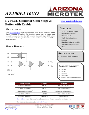 AZ100EL16VONBGR2 Datasheet PDF Arizona Microtek, Inc