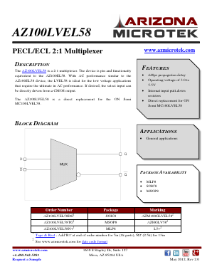 AZ100LVEL58TG Datasheet PDF Arizona Microtek, Inc