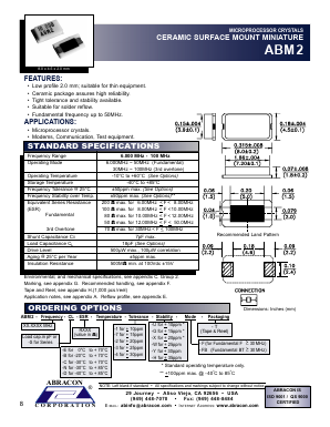 ABM2 Datasheet PDF Abracon Corporation