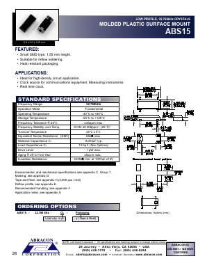 ABS15 Datasheet PDF Abracon Corporation