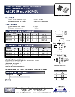 ASCF21U30-T Datasheet PDF Abracon Corporation