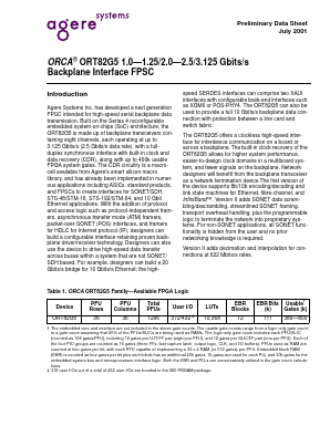 ORT82G5 Datasheet PDF Agere -> LSI Corporation