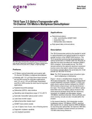 TA16S1CAA Datasheet PDF Agere -> LSI Corporation