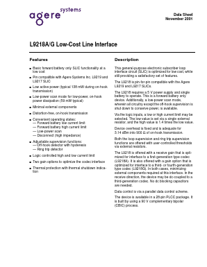 L9218A Datasheet PDF Agere -> LSI Corporation