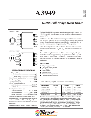 A3949SLP-T Datasheet PDF Allegro MicroSystems